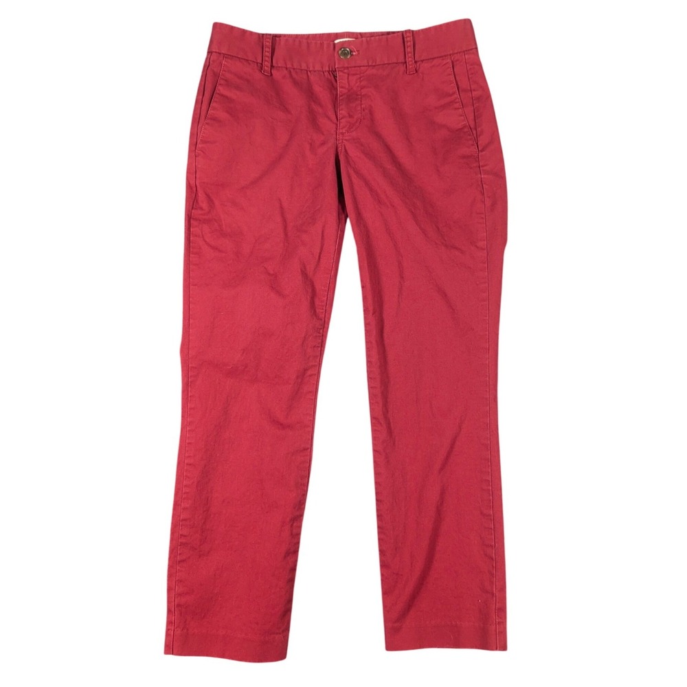 J.Crew Frankie Chino Pants Red Stretch Cotton Slim Straight 6 Petite A4603
